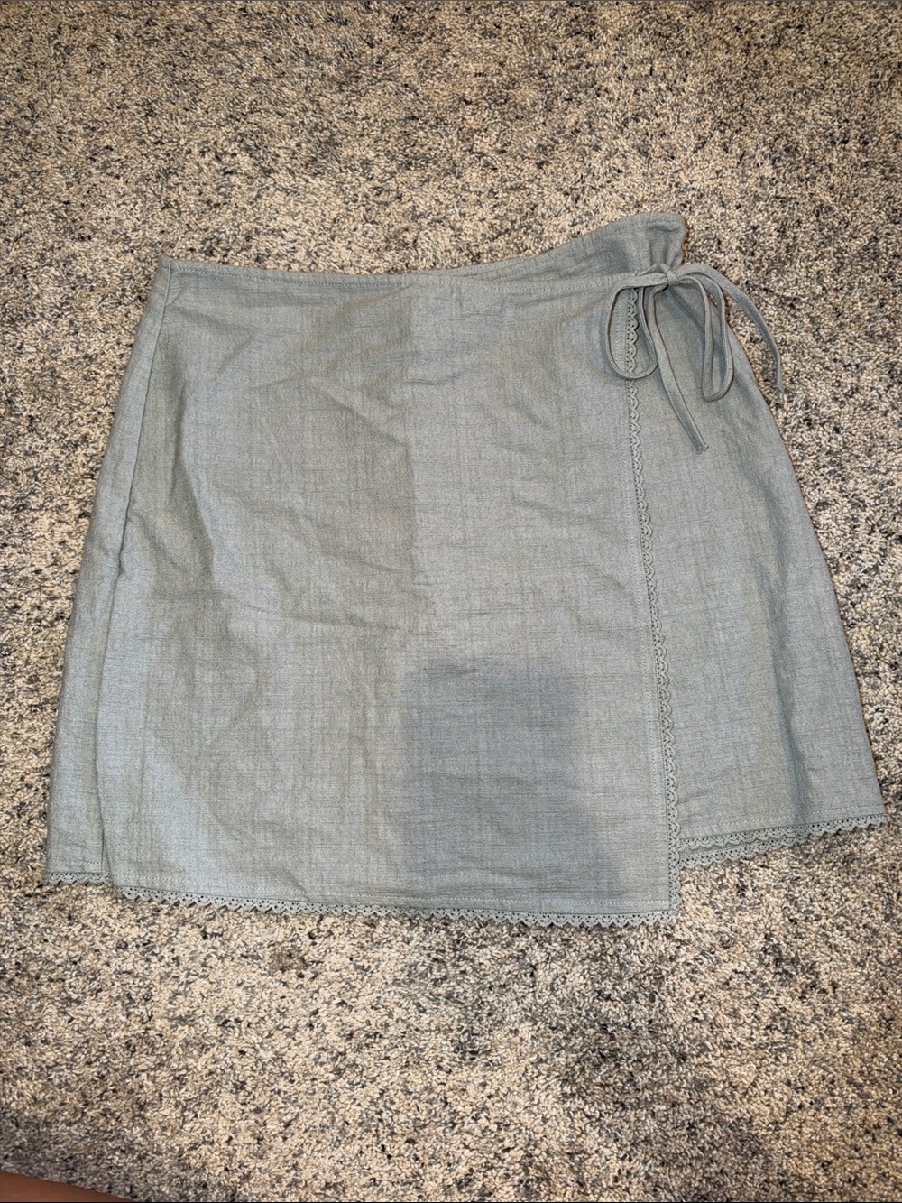 Altar'd State Dusty Blue Wrap Mini Skirt with Side Tie